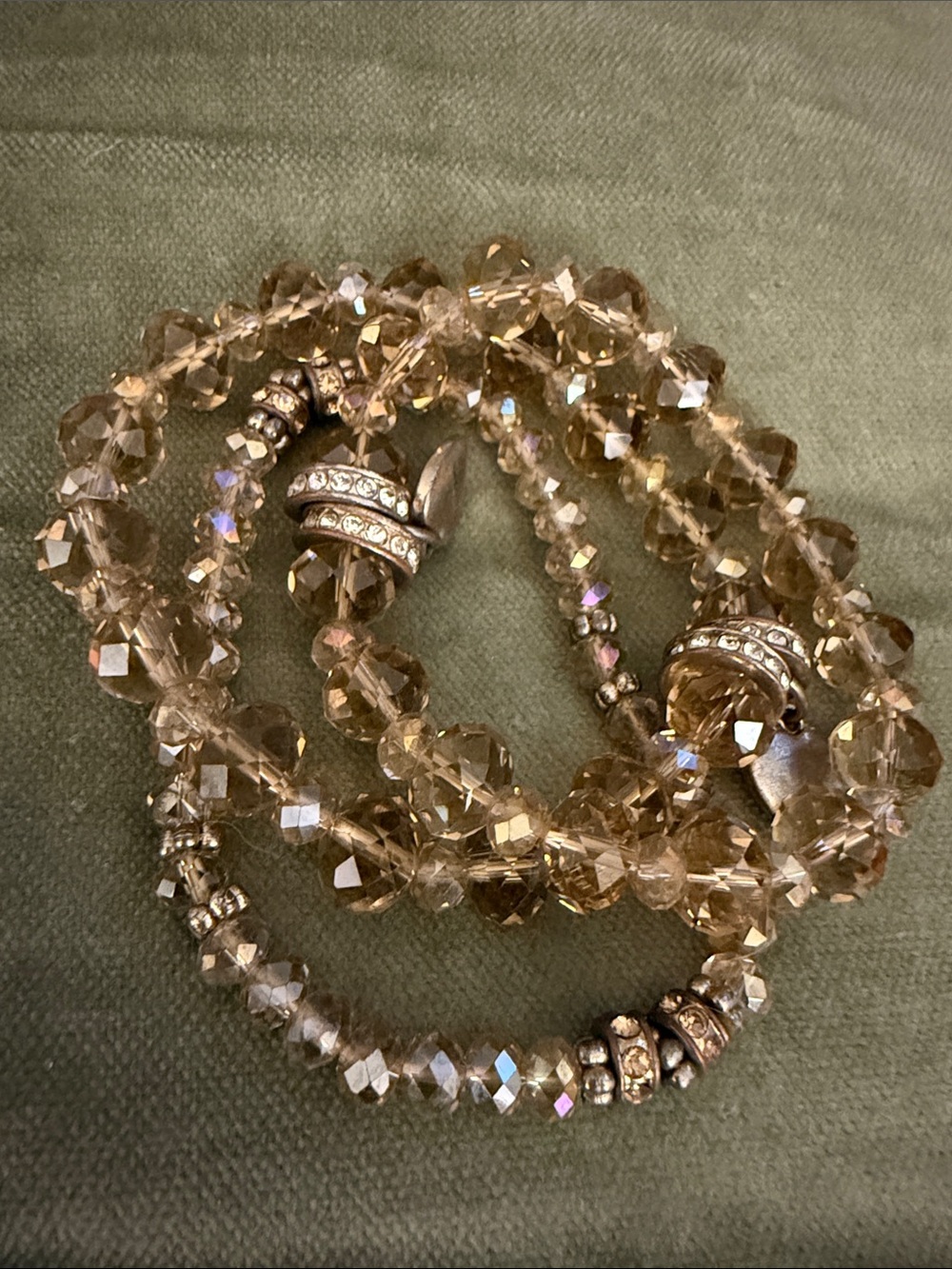 Elegant Champagne Crystal Stretch Bracelet Set